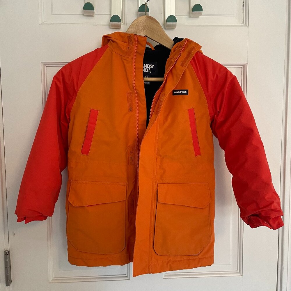 Boys Land's End Orange Squall Waterproof Snow Jacket XS